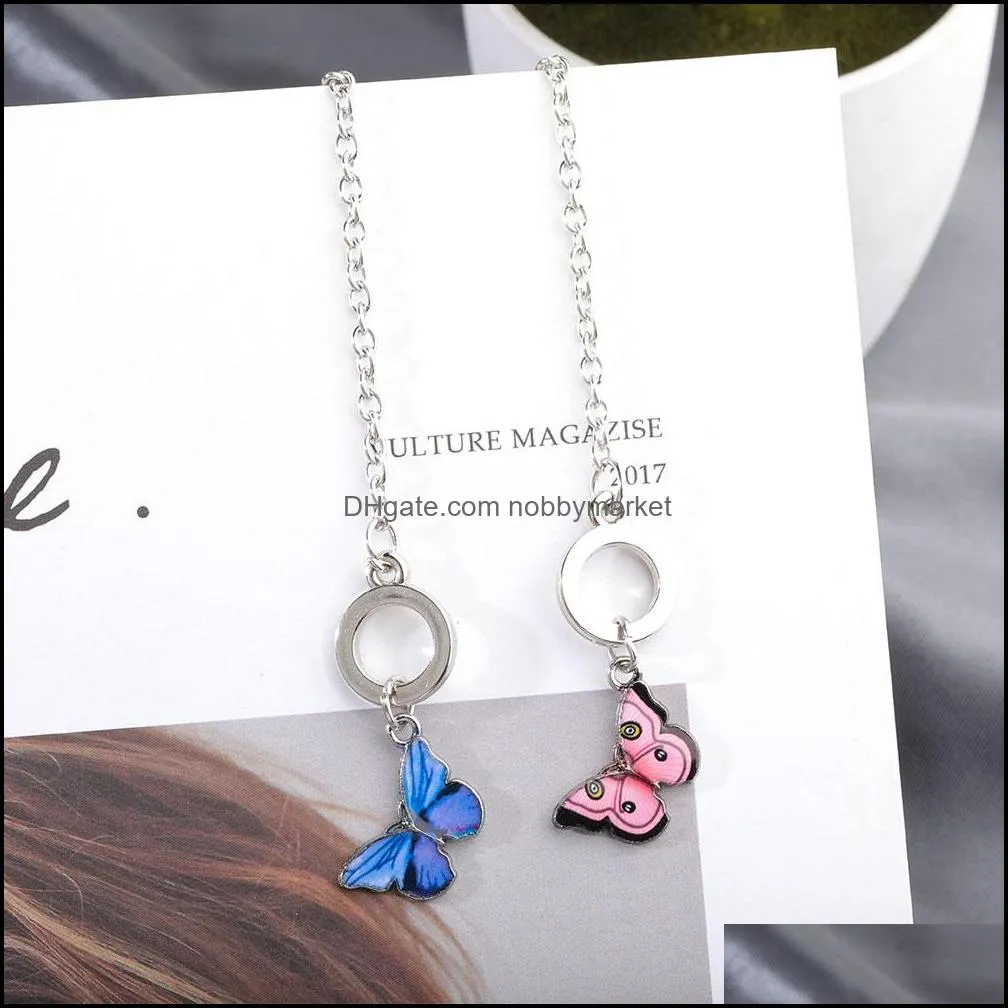 Hot jewelry classic blue butterfly pendant bracelet for women girl fashion simple word buckle chain bracelet for friend