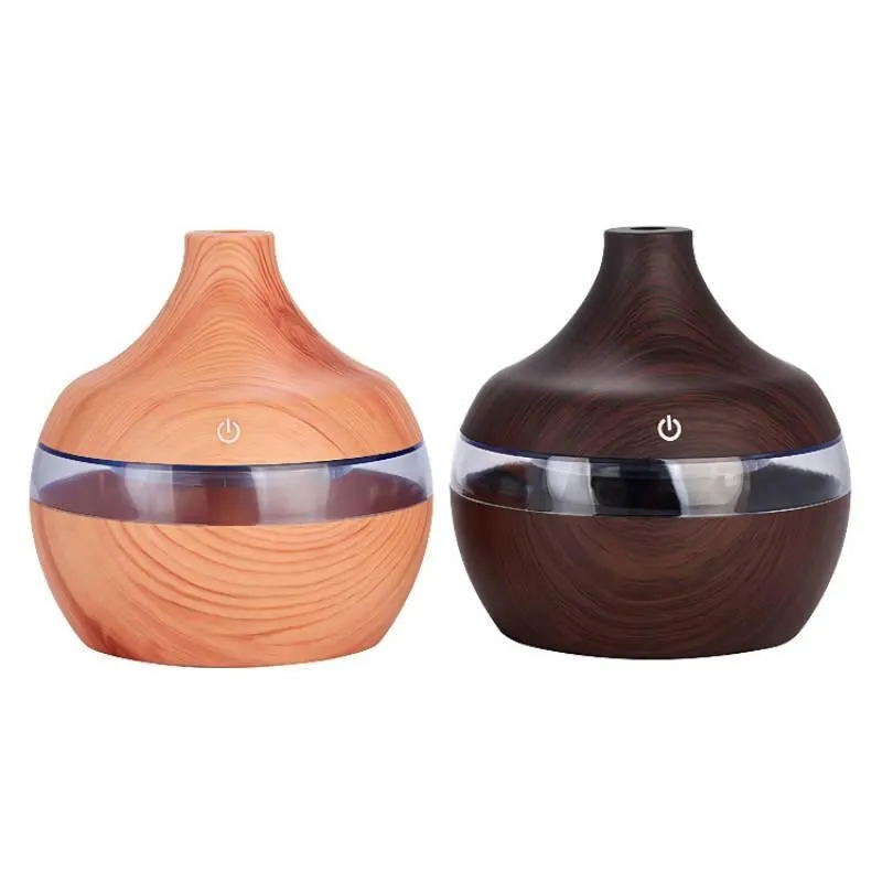 Fragrance Lamps Electric Air Humidifier Essential Oil Diffuser Wood Grain Ultrasonic LED Light Mini Fog Generator With USBFragrance