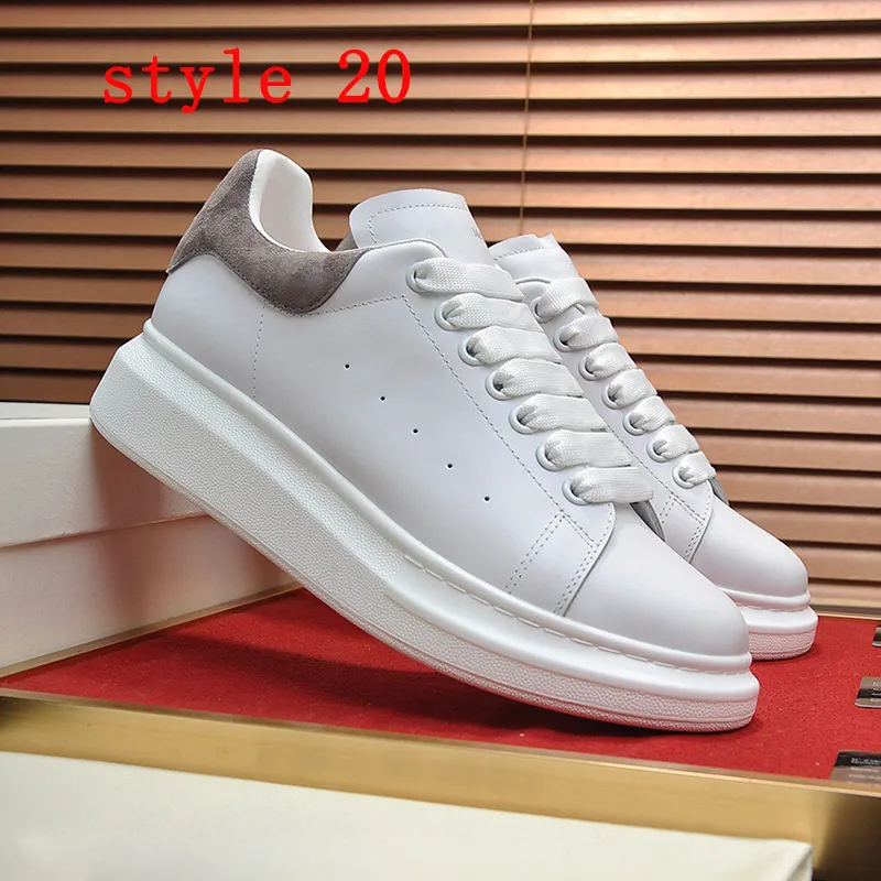 Fashion Men's and Women's Training Shoes Real Leather Platform Classic White Sneakers Berömd Märke Designer för Män Ungdom Design Ladies Sko med Original Box