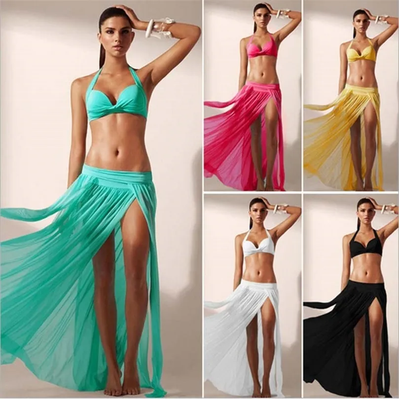 Bikini Beach Cover Up badkläder upp Sarong Wrap Pareo Long Kjol Swimsuit Women Ups Beachwear Sundress 220524