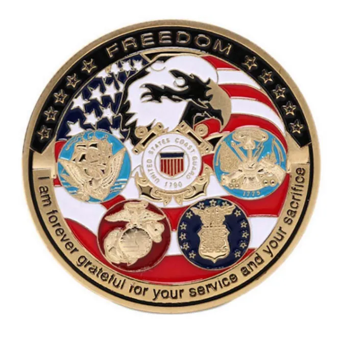 10PCS USA NAVY USAF USMC ARMC CRAFTS沿岸警備隊アメリカンフリーイーグルトーテムゴールドミリタリーメダルチャレンジコインコレクション
