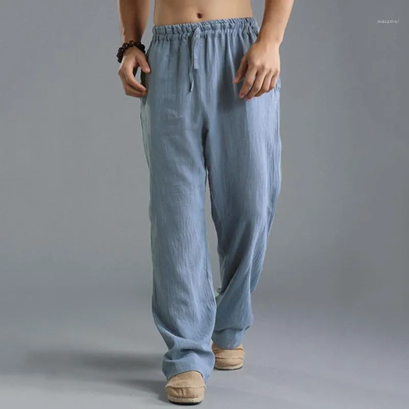 Mäns byxor mode andas mens sommar casual comfy långa byxor solid färg fritid lösa streetwear 4 2022