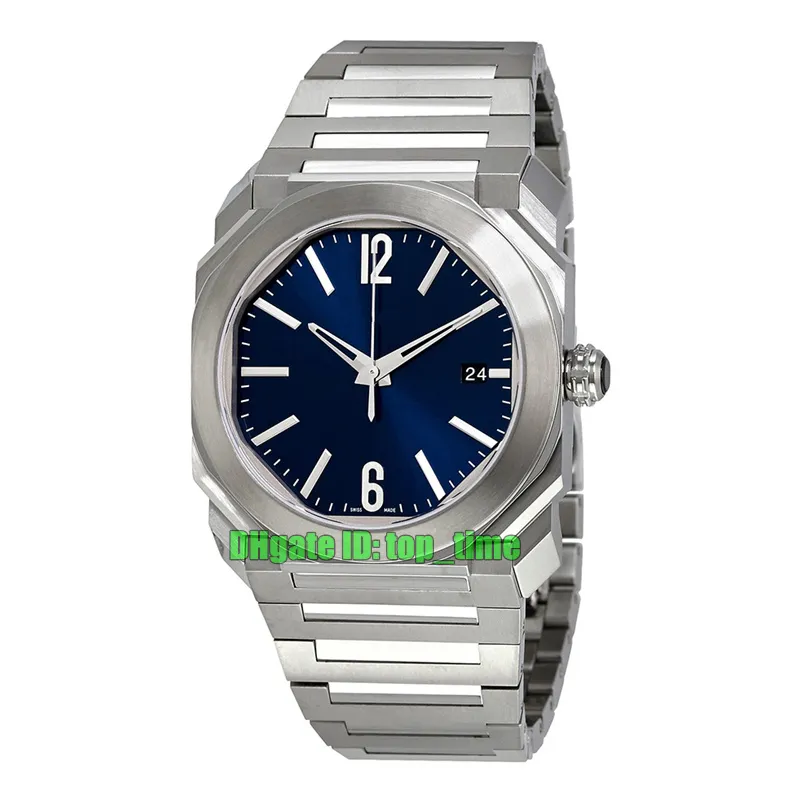 4 stijlen Hoge kwaliteit Horloges 102105 BGO38C3SSD Octo A2813 Automatische heren Watch Blue Dial Roestvrij stalen armbandheren Sportpolspola