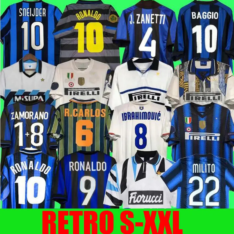 ファイナル2009 Milito Sneijder Zanetti Milan Retro Soccer Jersey Eto'o Football 97 98 99 01 02 03 Jorkaeff Baggio Adriano 10 11 07 08 09 Batistua Zamorano Ronaldo Inters