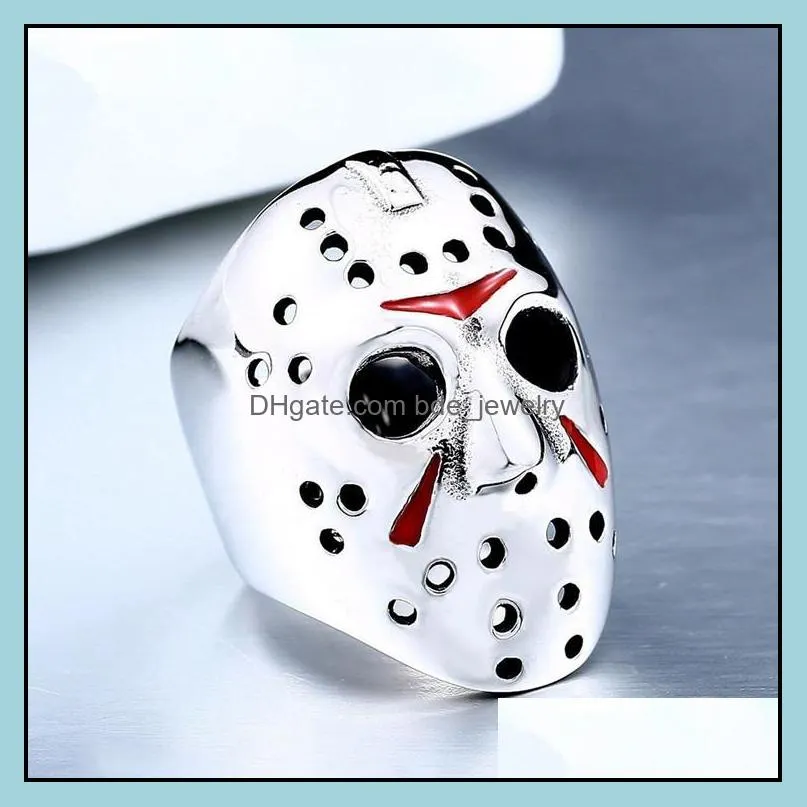 creative horror movie mask ring for men vintage party steam punk motor biker gothic rings male jewelry