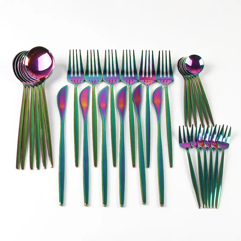 Full Tableware Multicolor Stainless Steel Cutlery Set Fruit Cake Fork