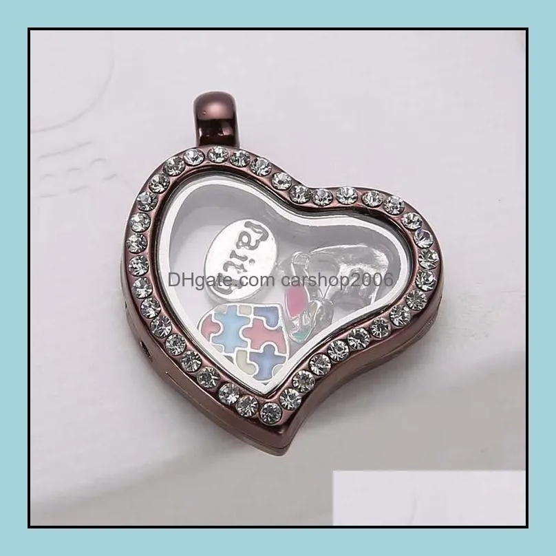 top grade fashion heart floating locket diy transparent glass frames floatings charms lockets pendants jewelry wholesale free ship