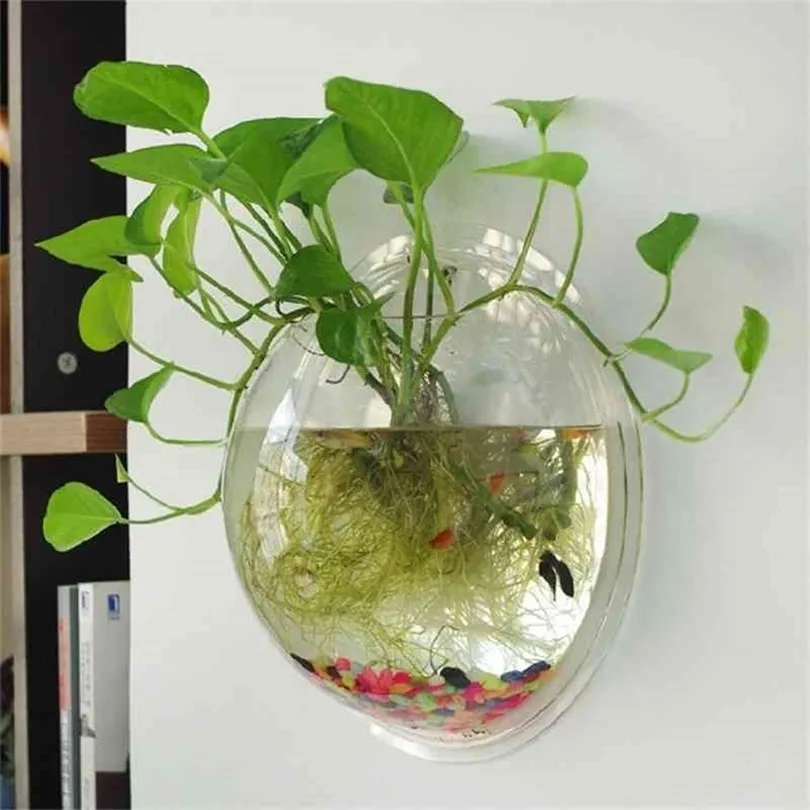 NUOVO Vaso da fiori sospeso Vaso a sfera in vetro Terrario Parete Serbatoio per pesci Acquario Contenitore 210409