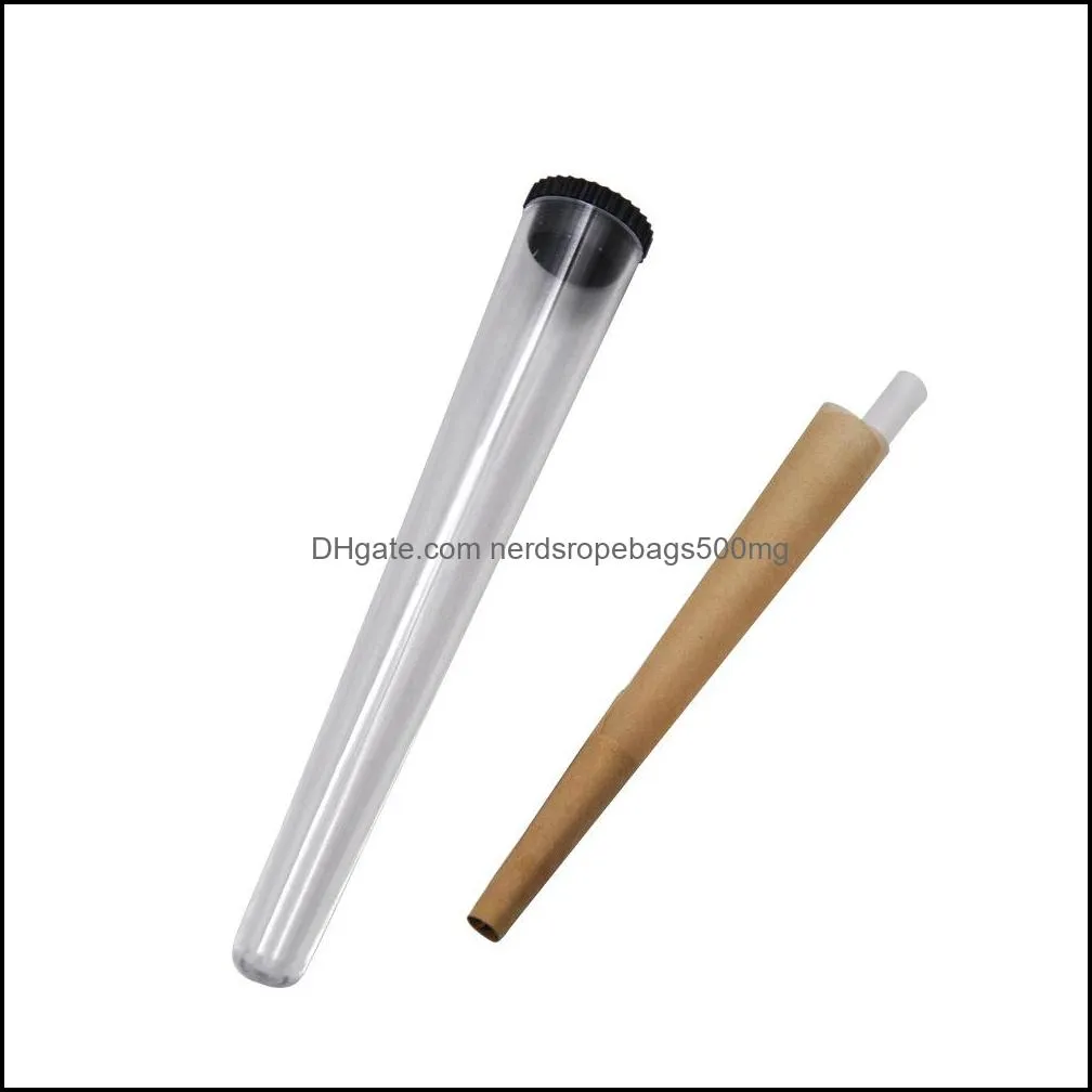 110mm pre roll packaging plastic conical preroll doob tube joint holder smoking cones clear with white lid Hand Cigarette Maker