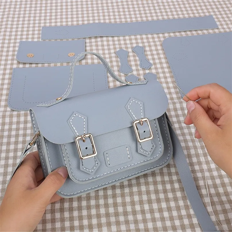 Diy Handmade Bag Cambridge Style Hand Stitching With Sewing Tools Handel Shoulder Accessories Pu Leather Adjustable 220813