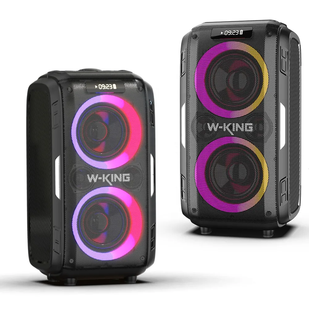 W-king king t9 pro alto-falantes ao ar livre portátil 120W Power Séreo Loudspeak Bluetooth com luzes RGB para entrada de guitarra de apoio à festa