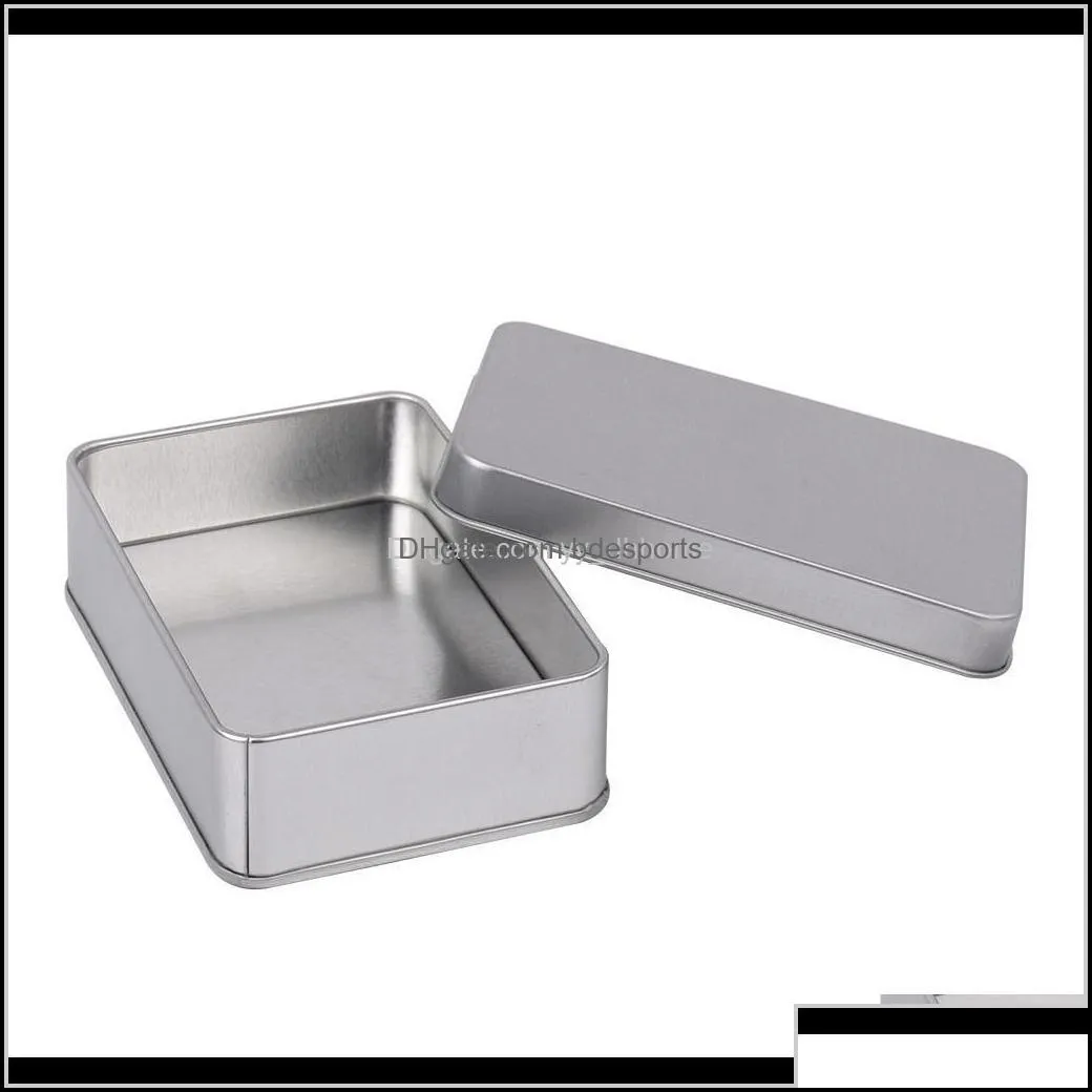 Arts And Crafts 3 Pieces Metal Rectangular Empty Tins Containers Mini Portable Box Small Storage Home Organizer 421 283 X 118Inch Sier