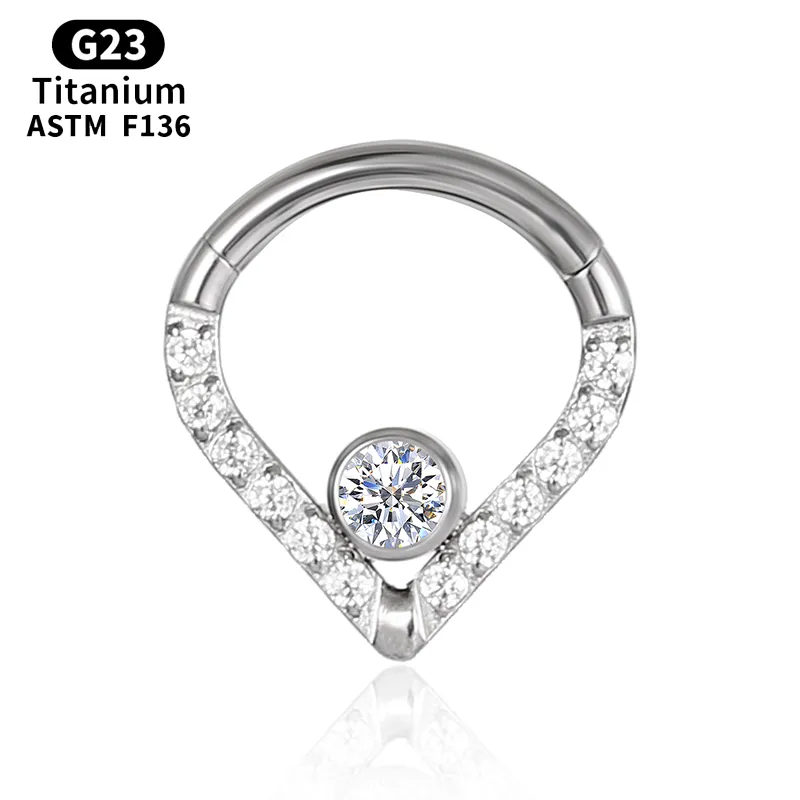 G23 Titanium Heart Nose Ring Crescent Zircontragus Helix Piercing Septum Clicker Segment Ear Brosket Conch Piercing SMEEXKE