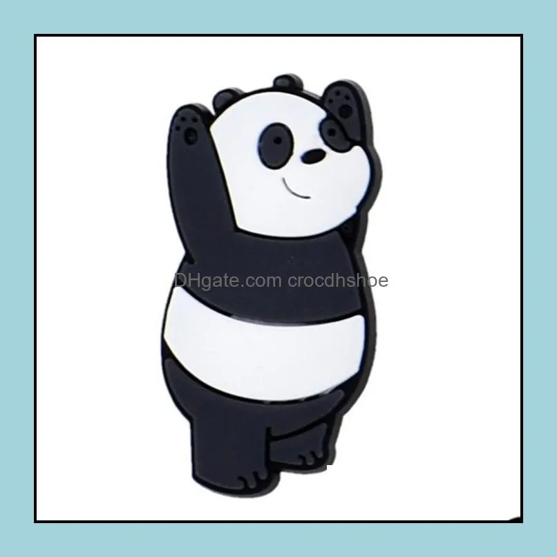 1pc cartoon bear panda shoe charms buckles animal decoration accessories for garden sandals shoe kids party xmas gifts croc jibz