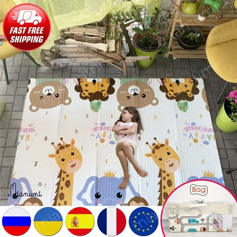 Tappetino Educativo Humbi 2 In 1 In Schiuma XPE, 200x180 Cm, Pieghevole A Doppia Faccia Con Lettere E Numeri, Antiscivolo E Impermeabile