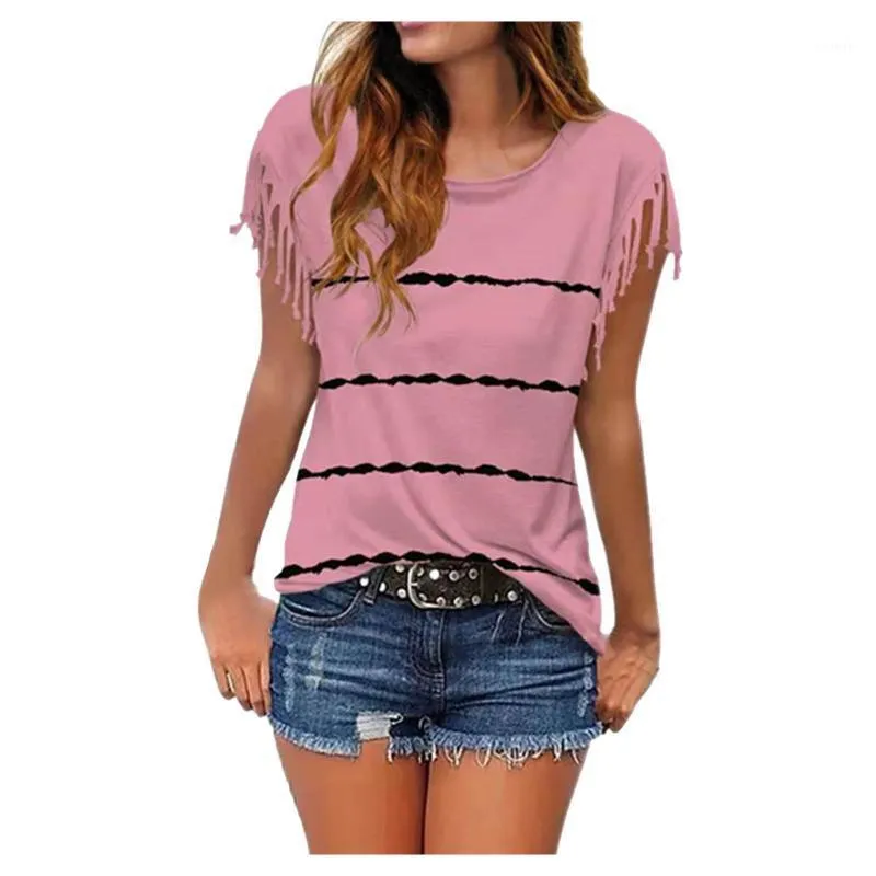 Blusas das mulheres Camisetas Impressão de manga curta Imprime Solto casual xadrez bolso blusa de pescoço O-pescoço