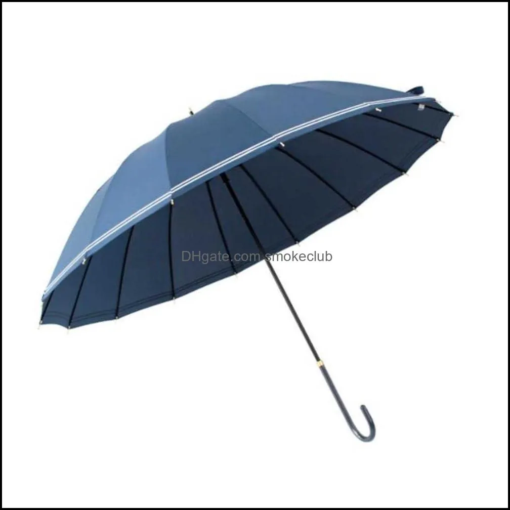 16K Elegant Little  Navy Wind Stripe Ultra Light Curved Handle Straight Pole Umbrella Long Handle Umbrellas seaway GWF14001