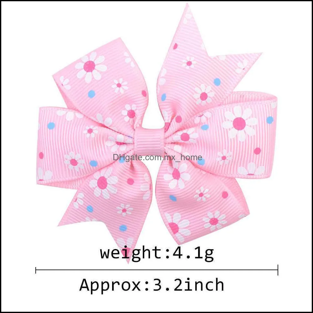 20 color printed daisy sunflower dots rib band fishtail bow baby hairpin children headdress