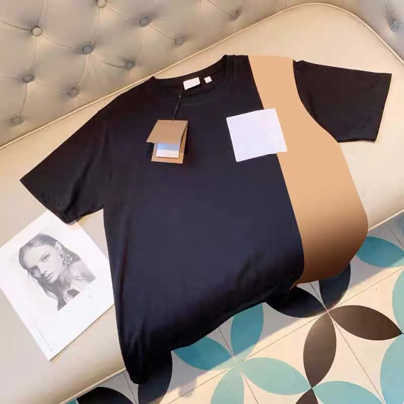 Męska koszulka z nadrukiem t-shirty 2022SS wycięcie pod szyją proste koszulki w stylu Casual, letnia bluzka męskie koszule damskie jednokolorowe
