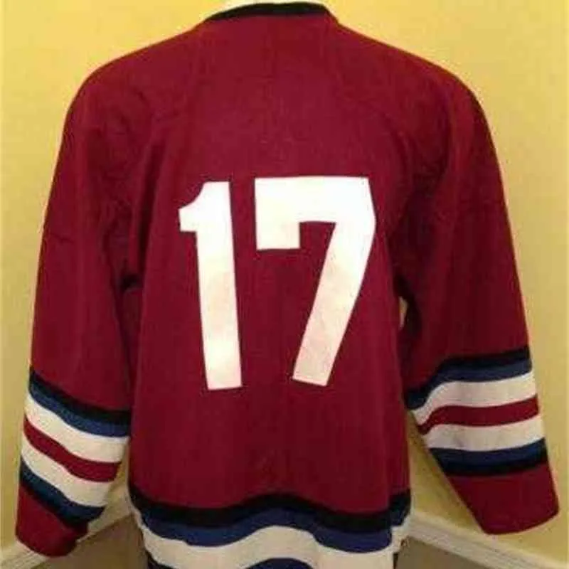 #17 Summit High School New Jersey Hockey Jersey 100% Stitched Embroidery s Hockey Jerseys Red 