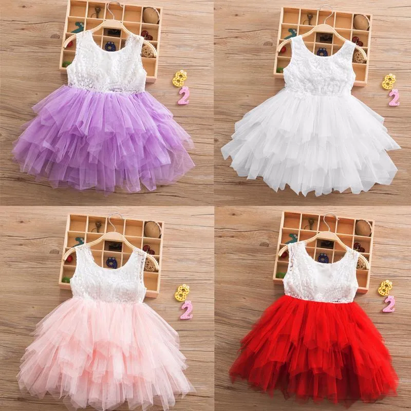 Girl's Dresses Brand Princess Dress 2-8 år Barn Flower Girls Costume Wedding Lace Baby Girl Clothes Casual Teenage Födelsedagsfestgirl '