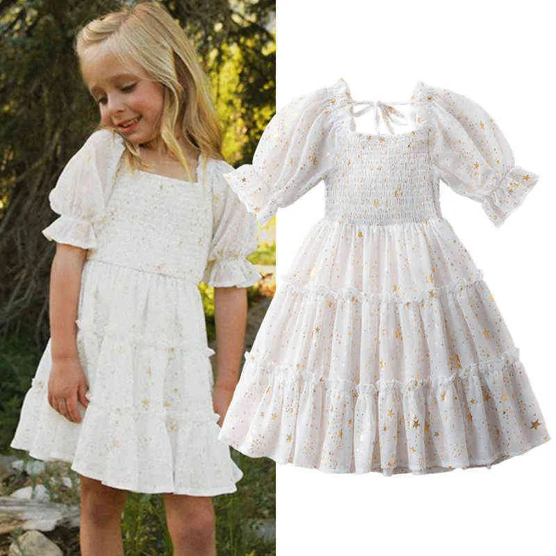 Summer New Girls Sleeveless Strap Princess Dressses Children Casual Flower Print Cloth Kids Fashion Party Smocked Dress For Girl G220428