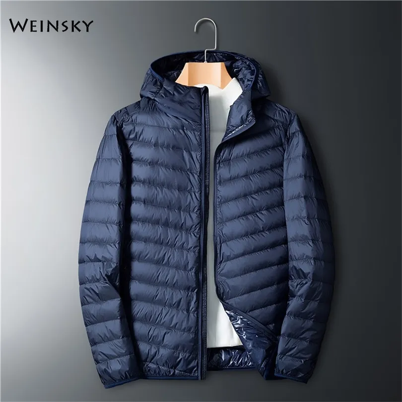 Winter Men Ultralight Thin Down Jacket White Duck Down Hooded Jackets
