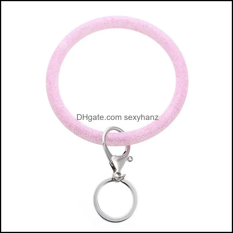 bling key ring bracelet for women girls silicone wristlet strap keychain large circle wrist keyring bangle bracelets q6fz