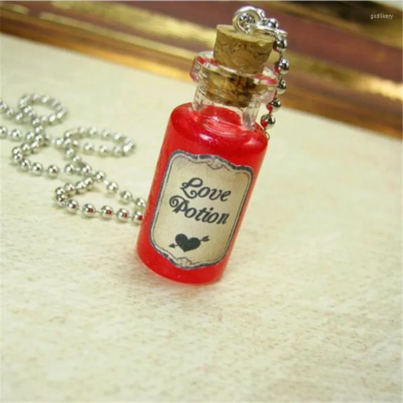 Chains Love Potion Glass Bottle Necklace Charm Vial Pendant Valentine's Day Cupid LoveChains Godl22