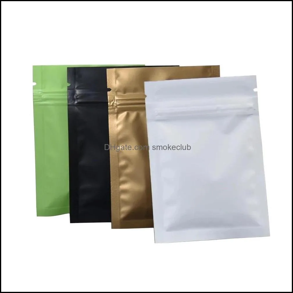 Sublimation Storage 100Pcs Glossy Matte Aluminum Mylar Foil Bag Zip Lock Self Seal Tear Notch Flat Pouches for Food Snack Tea Coffee Bean