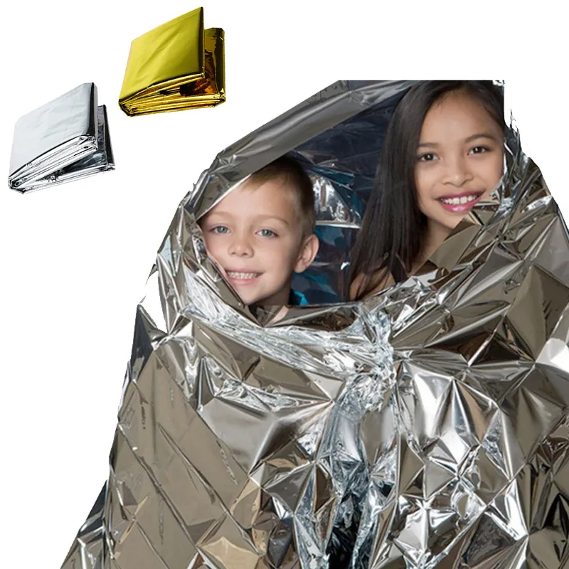 210 * 130 cm Portable extérieur couverture de sauvetage outil de survie faveur de fête imperméable feuille d'urgence thermique premiers secours sauvetage couvertures thermiques