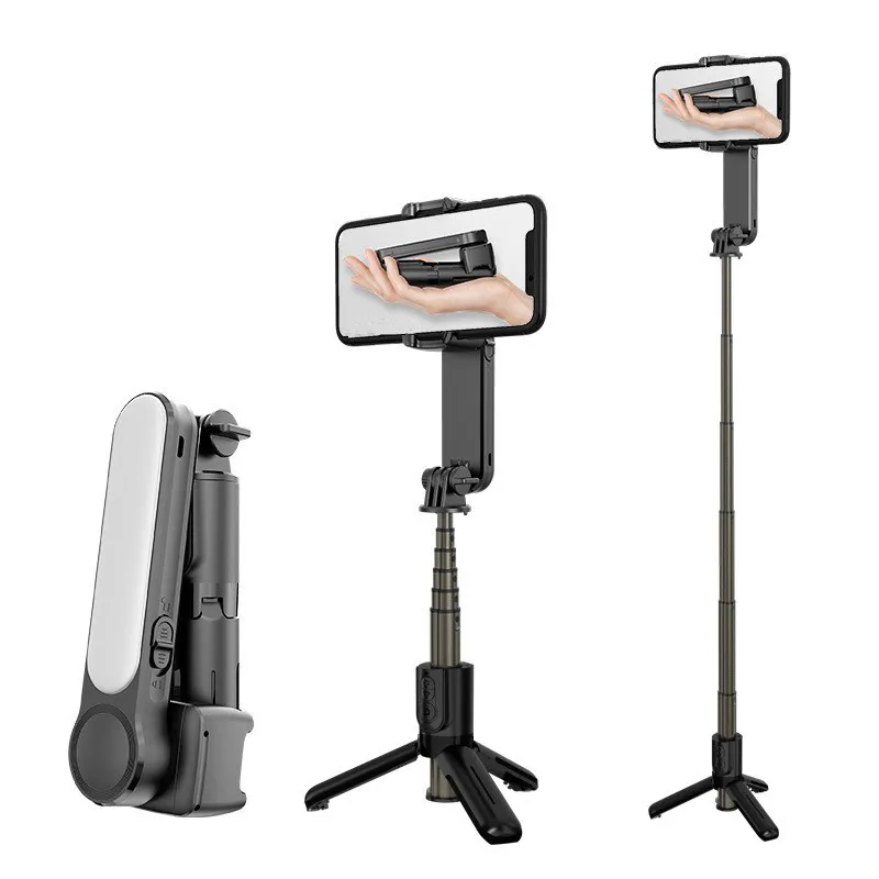 Stabilizers L09 Selfie Stick Controle Remoto Sem Fio De Encontro Luz Handheld Gimbal Selfie Anti-Shake Mini Estabilizador de Telefone Móvel