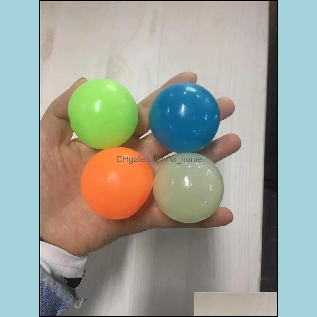 Ceiling Sticky Wall Ball Luminous Glow In The Dark Squishy Anti Stress Balls Stretchable Soft Squeeze Adult Kids Toys Party Gift