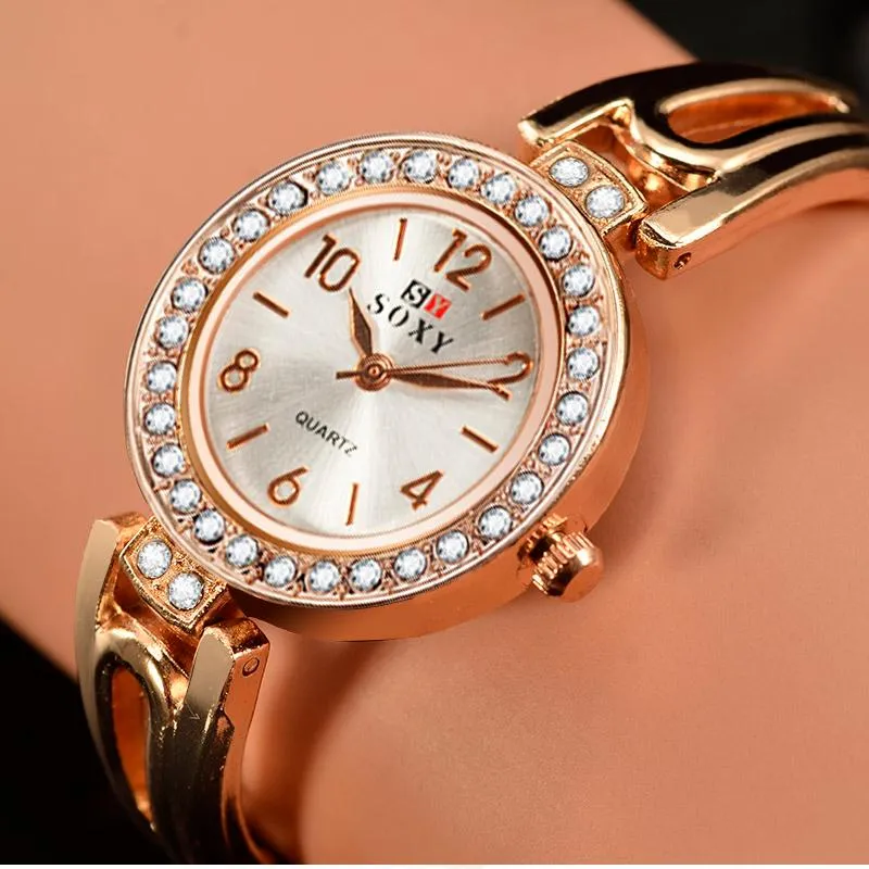 Нарученные часы модные бренд женщин смотрит на розовый золотой вариант Quartz Elegant Bracelet Ladies Clock для женских авторов.