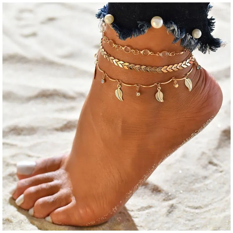 Anklets Fashionable enkelketen Beach Resort Stijl voor dames goudkleur vintage Koreaanse versie tren roya222222