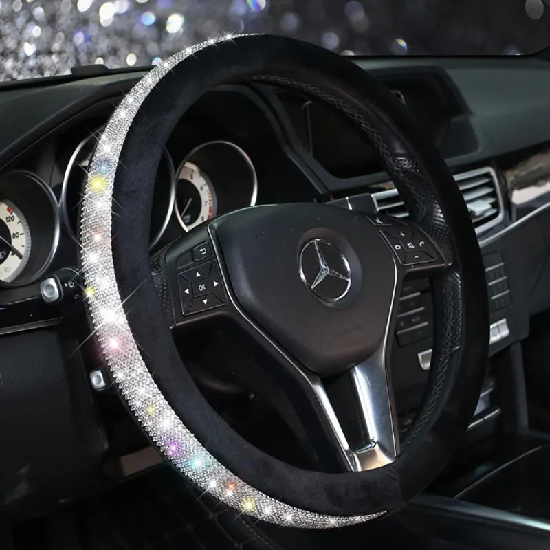 Steering Wheel Covers 38cm Universal Bling Diamond Car Cover Interior Accessories For Girls Decoration Women WholesaleSteering