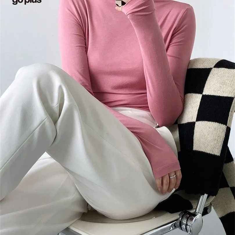 Goplus Y2K T рубашка Корейский моды Топы женские водолазки тройники футболки с длинным рукавом черный верх Femme CamiSetas de Mujer C11690 220408