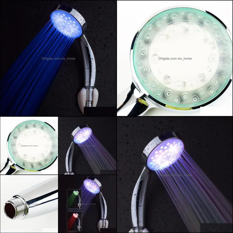 Romantic Automatic 7 Color LED Lights Handing Shower Head for Bathroom