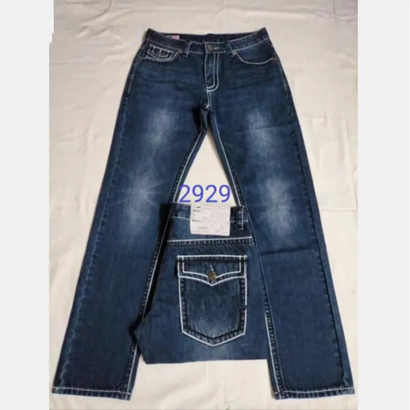 Hommes vrai jean pantalons longs hommes ligne grossière super religion jean vêtements homme décontracté crayon bleu noir Denim pantalon M2926278s