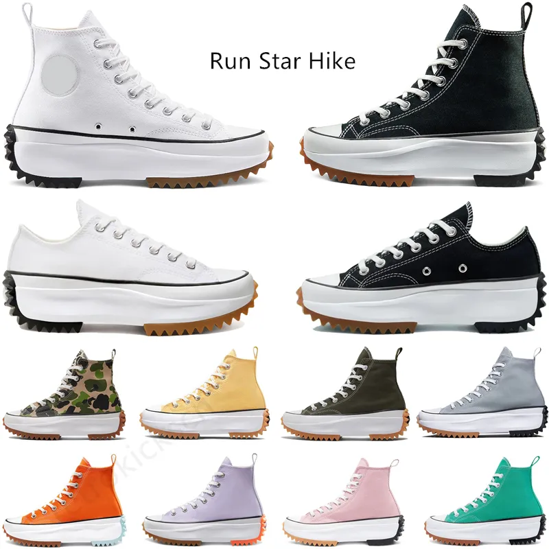 Herrkvinnor Run Hike Star Casual Shoes Motion Women British Clothing Brand Joint Jagged Black Yellow White High Top Classic Thick Bottom Canva