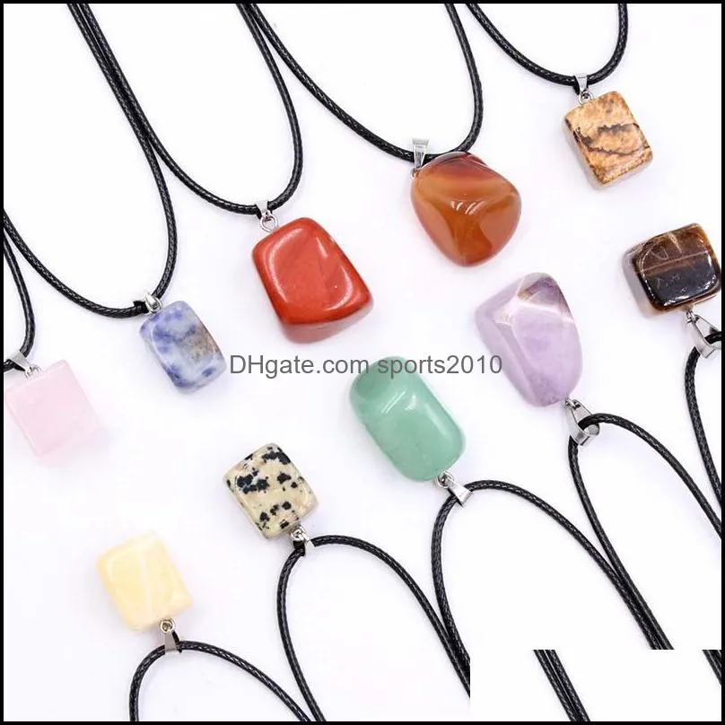 Arts Et Artisanat Cristal Naturel Irregar Agate Pierre Pendentif Reiki Guérison Cristaux Charmes Corde Chaîne Collier Pour Les Femmes M Sports2010 Dh4Zr