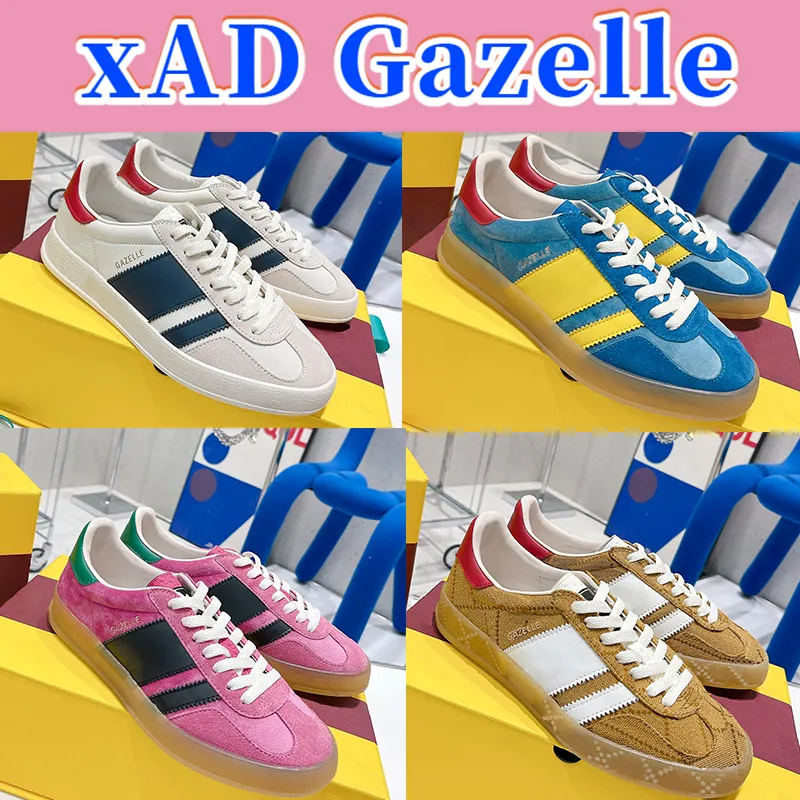 Mode xad gazelle sneaker m￤n casual skor vit mocka bl￥ siden rosa sammet kvinnliga tr￤nare