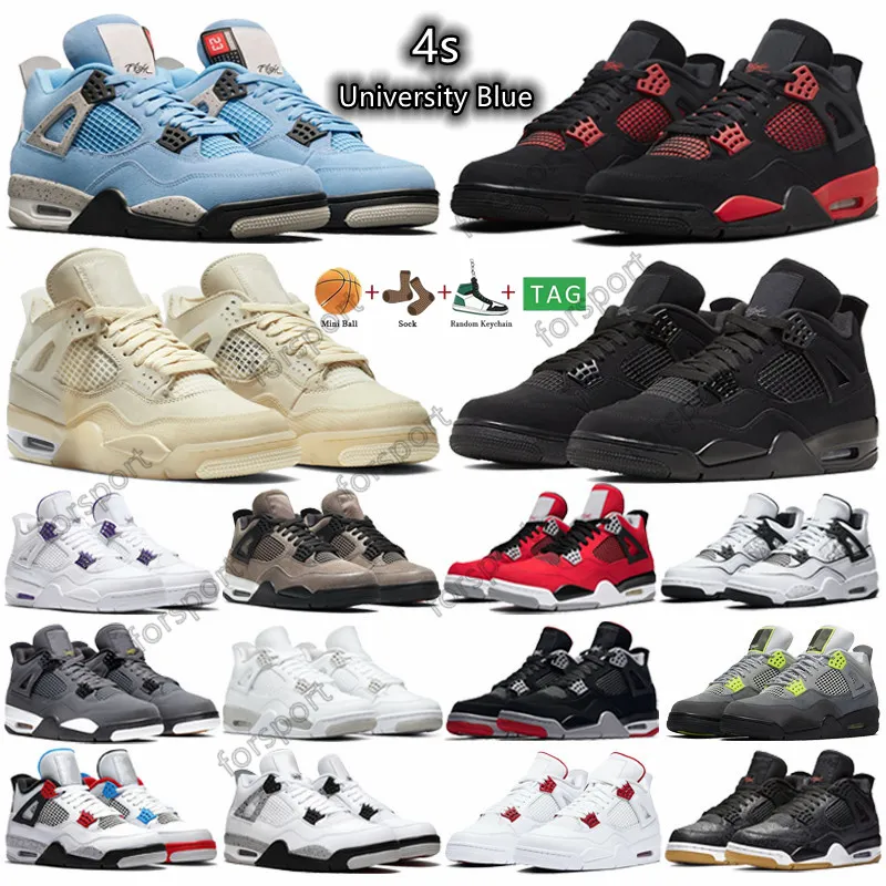 Nike air jordan 4s Retro Basketball Shoes mens Basketball Shoes black cat bred shimmer cactus jack men women sneakers US 5.5-13