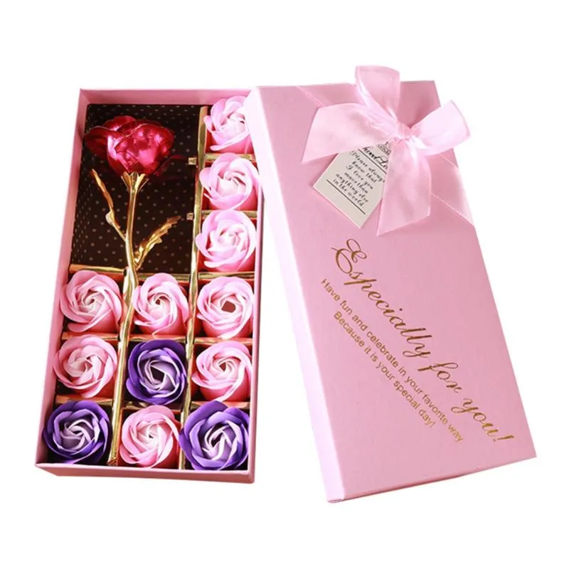 Dekoracyjne kwiaty wieńce Walentynki 12pcs mydło Róża z pudełkiem prezentowym kreatywne dekoracja matki DropshipDecorative