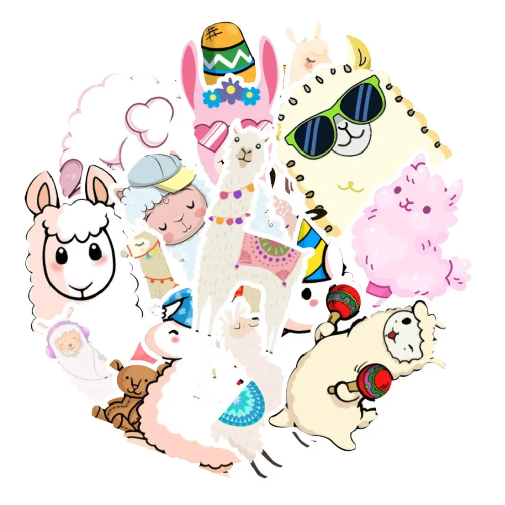 50PCS Cartoon Alpaca Naklejki Wodoodporna winylowa naklejka na łyżwa do deskorolki Laptop Bagaż Rowot Motocykl telefoniczny