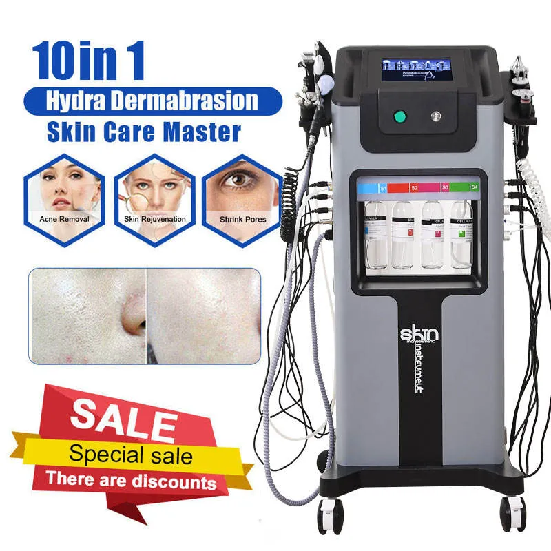 Uso de salão 2024 Microdermoabrasão 10 em 1 Máquina de tratamento facial ultrassônico de oxigênio Hydro profissional