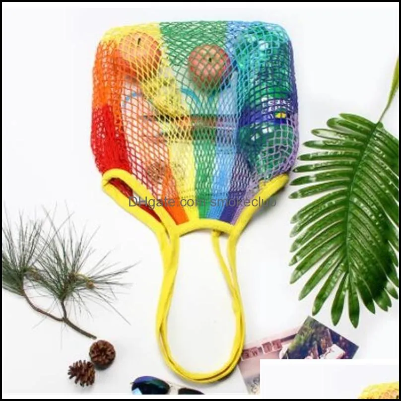 Colorful Net Pocket Large Capacity Tote bag Mesh Shopping Bag Reusable String Fruit Storage Handbag Shop Grocery Tote Bag