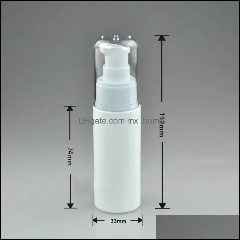 50ml White Plastic Pump Bottle with Clear PS Safety Cover for Liquid Cosmetic Lotion Cream  Oil Perfume Bottles