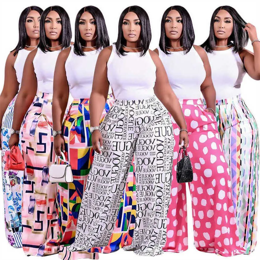 Women Plus Size Casual Loose Plus Size Palazzo Pants Wide Leg Pant