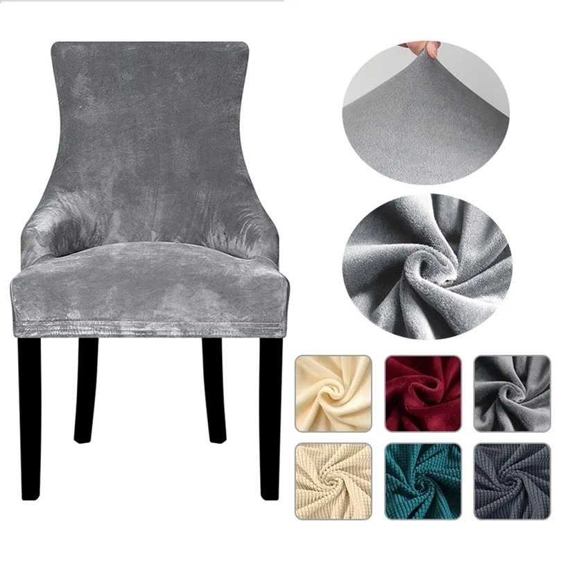 Real Velvet Fabric hellende mantelstoel Cover Big Size Wing Bakc King Back Chair Covers stoelhoezen voor EL Party Banquet Home 220513